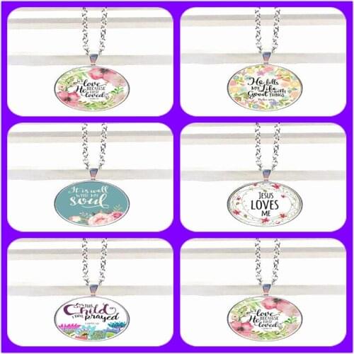 2020 New JESUS LOVES ME Bible Verses Nursery Necklace Fashion Jewelry Religion Pendant Christian