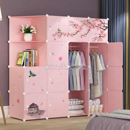 21%Ardrobe Simple Assembly Plastic Closet Bedroom Folding Storage Cabinet Simple Modern Economical Space-saving Wardrobe