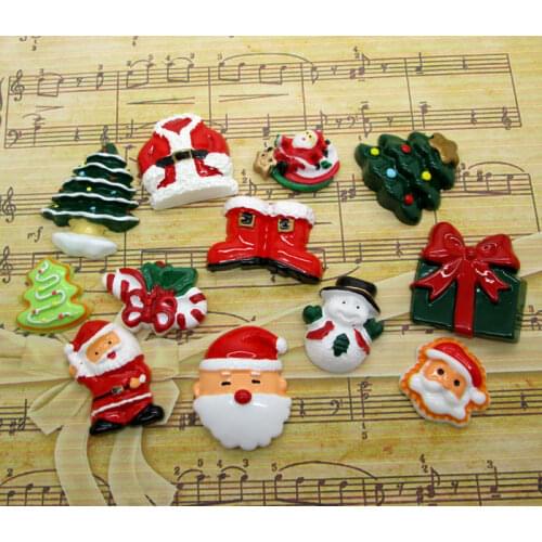 24/10PcS Resin Christmas Series Decoration Crafts Kawaii Bead Flatback Cabochon Fridge Magnet Scrapbook DIY Accessories Buttons
