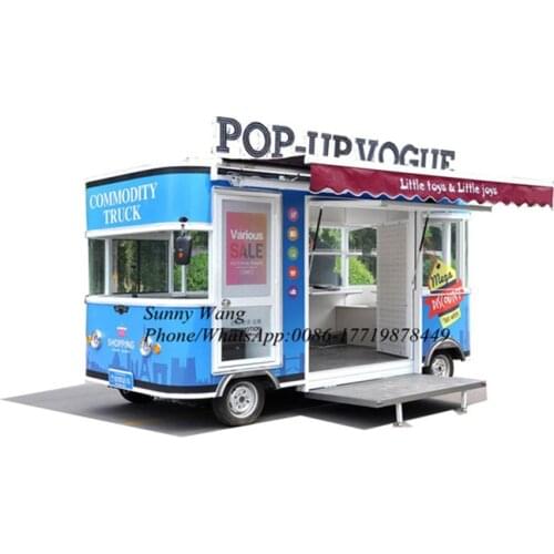 4.2m blue color street food trailer ice cream food truck and fast food van cart