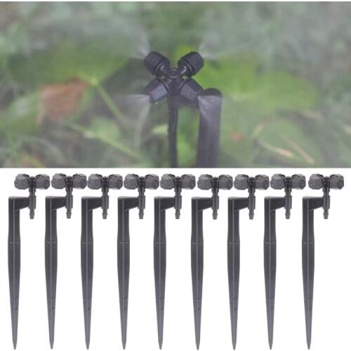 4Pcs 4-Head Black Square Head Atomizing Nozzle Irrigation Sprinkler cross misting Nozzle Support Spike Watering Sprinklers