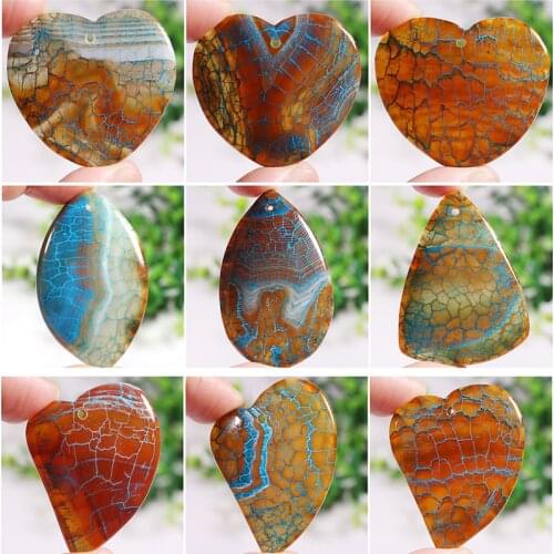 Charms Rainbow Dragon Veins Agates Multiple Shape Pendant Stone Bead for Jewelry Making