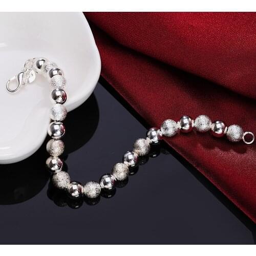 HXH QRX 925 Sterling Silver Retro 8M Sandy Light Beads Bracelet for Women Wedding Engagement Party Jewelry wholesale