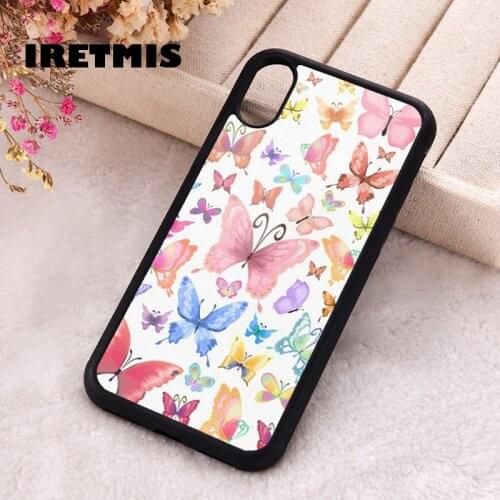 Iretmis 5 5S SE 2020 Phone Cover Case for iPhone 6 6S 7 8 Plus X Xs XR 11 12 Mini Pro Max Rubber Silicone Colorful butterflies
