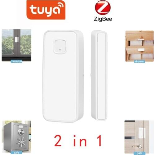 Tuya Smart Zigbee Door Sensor Wireless Window Open Closed Detector APP Notification Alert Security Alarm 2 In 1 Vibration Sensor