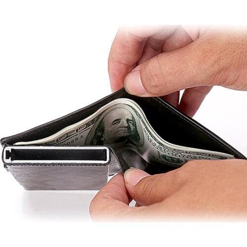 Credit Card Holder New Fashion Anti RFID Blocking Mens Small Wallet ID Bank Card Case Metal Protection Purse For Women