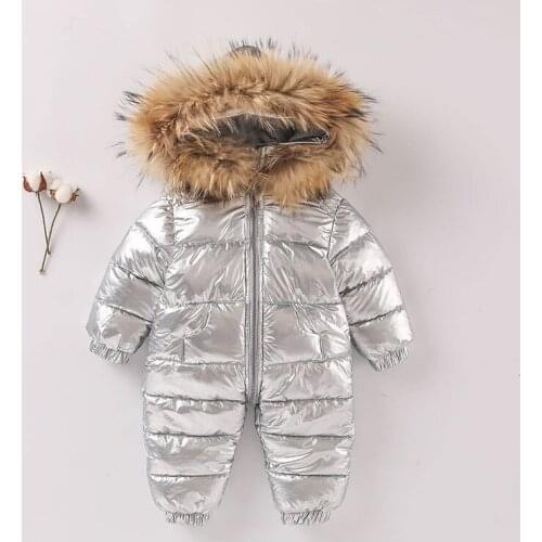Newborn Winter Shiny Jacket For Girls Hooded Warm Romper Children Winter Coat Bodysuit Kids Toddler Parkas Outerwear Snowsuit