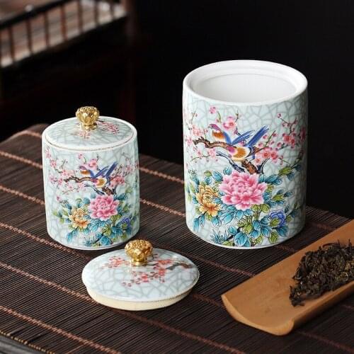 Enamel Tea Containers Ceramic Mini Sealed Household Pu'er Savings Bank Stash Container Tea Storage Ceramic Container Tea Tins