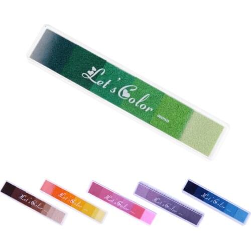 Gradient Rainbow Oil Based Ink Pads for DIY Rubber Stamps Paper Wood Card Making