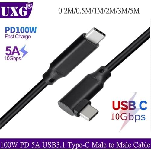 100W PD 5A Curved USB3.1 Type-C Male to Male Cable 4K @60Hz 10Gbps USB-C Gen 2 Cord For Macbook Pro Nintendo Oculus Quest 1 2 VR