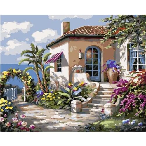 40*50CM Home Decoration Wall Painting Accept Customization Beautiful Sea View Room Painting By Numbers