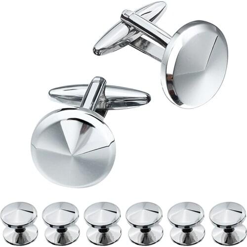 HAWSON Classic Metal Cufflinks and Studs Exquisite Tuxedo Shirts Cufflinks Sets Designed for Groom Fashion Wedding Jewelry