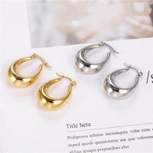 OUFEI Stainless Steel Round Earring For Woman Hoop Earring Simple Fashion Unique Korean Earrings New Wholesale Jewelry