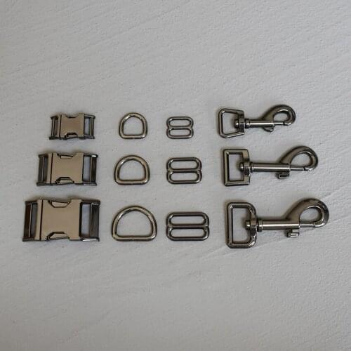1 Set 15mm/20mm/25mm Metal Belt Straps Adjust Slider Release Buckle D Ring Webbing For Pet Dog Collar Dog Leash DIY Accessories