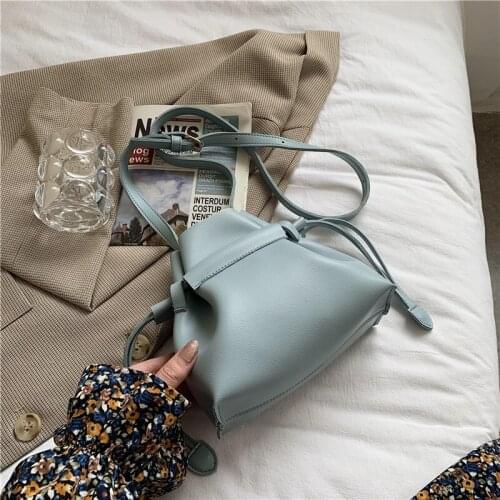 Mini PU Leather Drawstring Crossbody Bags For Women 2021 Branded Trendy Shoulder Handbags And Purses Party Totes