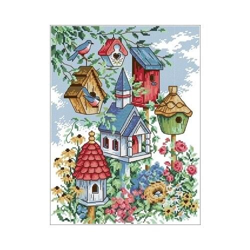 DIM-07875 The neighbor of the birdhouse Needlework,For Embroidery,DIY 14CT Unprinted Arts Cross stitch kits Set Cross-Stitching