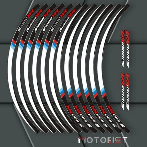 A set of 12pcs high quality motorcycle wheel decals waterproof Reflective stickers rim stripes For BMW S1000XR