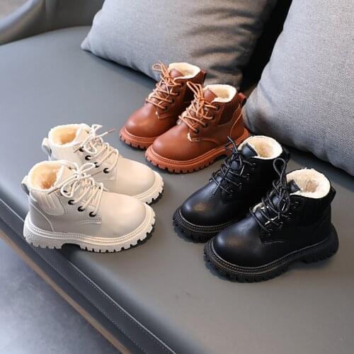 2021 New Style Childrens Snow Boots Girls Boys Plush Martin Boots Casual Warm Ankle Shoes Kids Fashion Sneakers for Kids E08171