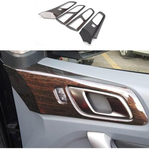 Wood Grain Door Handle Bowl Frame Decorator Trim Panel Cover Fit For Ford Ranger Everest Endeavour 2015 -2021