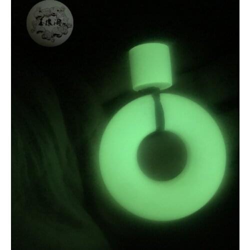 Natural luminous stone original stone carving safe buckle green jade pendant glowing jade necklace women men pendants