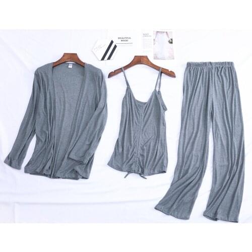 2021 Sexy Camisole Women Summer Cotton Pajama Lace Pajama Pants 3-Piece Set Sleepwear Suit Home Wear Nightwear Trouser Suits