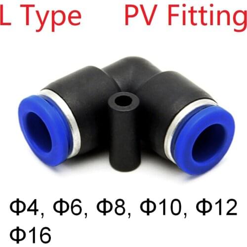 Air Pneumatic Tube Fitting OD 4mm 6mm 8mm 10mm 12mm 14mm 16mm L Type Elbow PV Plastic Quick Connector Push In Pipe Hose 2 Ways