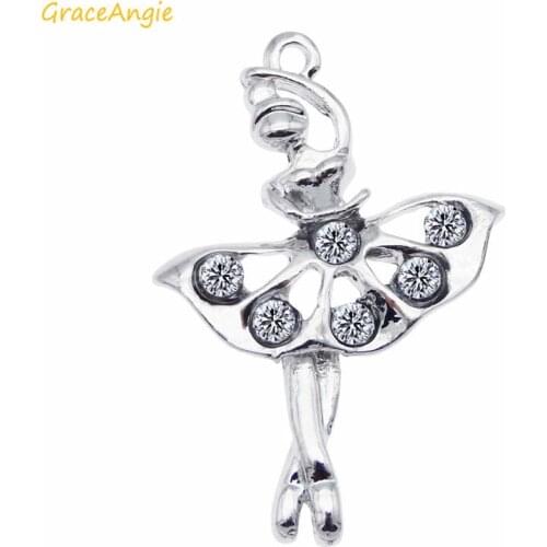 5pcs Fashion Alloy Ballet Girl Charms With Rhinestone Pendant For Women Bracelet Necklace Earrings Jewelry DIY Accessory