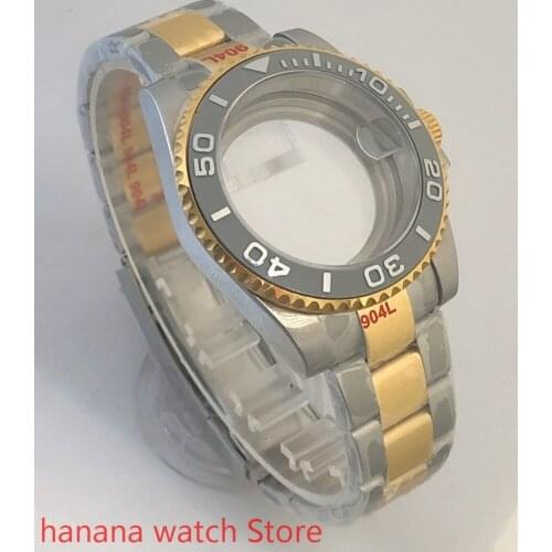 Transparent back cover 904L stainless steel gold strap bracelet 40mm sapphire glass ETA NH36 MH35 cases bezel gray