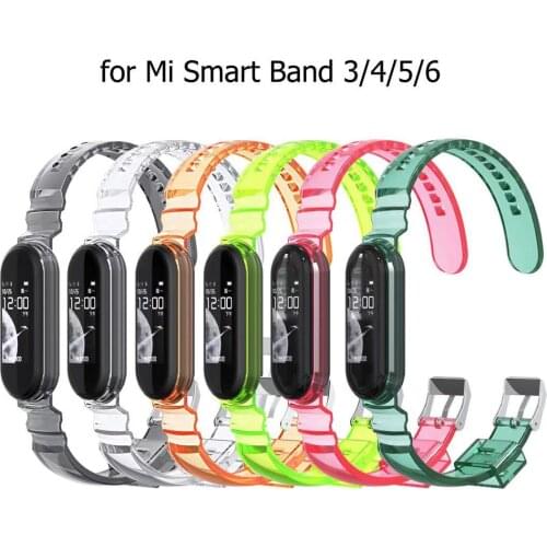 Silicone Strap For Xiaomi Mi Band 6/5/4/3 Colorful Transparent Soft TPU Replacement Wristband for xiaomi miband 6 5 4 3 strap