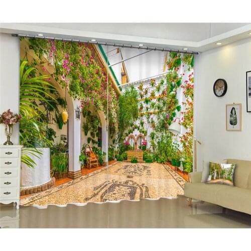 Modern window curtains home decoration fashion fabrics for curtains living room 3D fresh flowers window treatment balcony