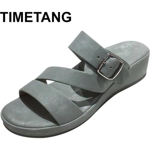 TIMETANGShoes Summer Clogs Woman On A Wedge Slippers Casual Low Slides Rubber Flip Flops Beach Luxury Flat Soft Hawaiian TPR Fas