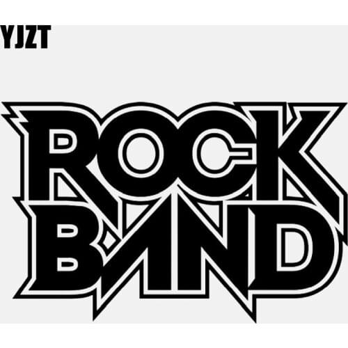 YJZT 15.4CM*9.8CM Cute Rock Band Guitar Music Vinyl Black/Silver Car Sticker C22-0741