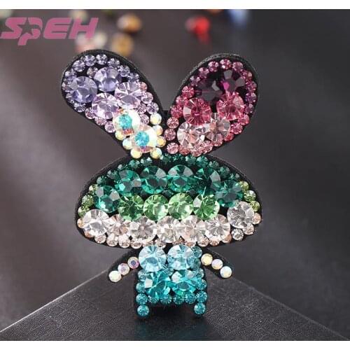 Korean version of hairpin rabbit hair accessories leather full drill ornaments Crystal ball head plate hair card clip