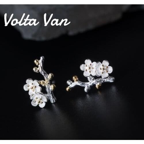 Volta Van Women Stud Earrings 925 Sterling Silver 2021 New Elegant Vintage Creativity Plum Blossom Jewelry Classic Earrings
