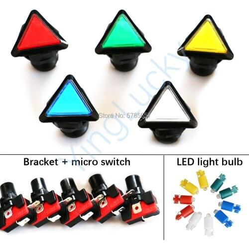 1Pcs 12V LED arcade buttons triangular shape Illuminated push button With bracket + micro switch + small bulb 5 colors available