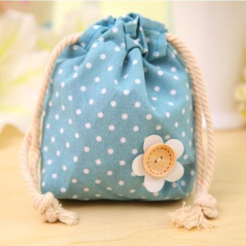 1Pcs Mini Cotton Drawstring Bag Dot Candy Bags Package Storage Organizer Purse Key Card Wedding Party Favor Jute Gift Bag