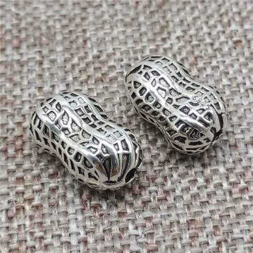 925 Sterling Silver Peanut Beads 3D for Bracelet Necklace