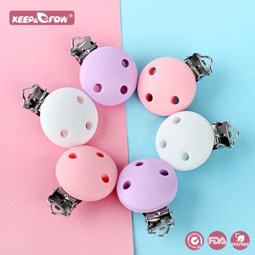 Keep&Grow 3Pcs Round Silicone Nipple Holder BPA Free Slicone Pacifier Clips Baby Teething Teethers For Pacifier Chain Making