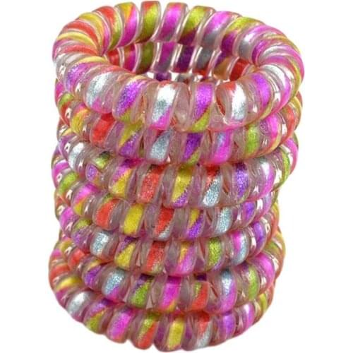 4 Pcs/Lot Size 5 CM Colorful Telephone Wire Hair Bands Elastic Gum Scrunchy For Women Girls Tie Headband Accessory
