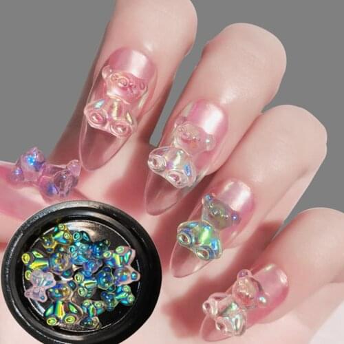 4 Styles 3D Nail Jewelry Flower Crystal Illusion Aurora Butterfly Bear Plastic DIY Decoration Design Nail Art Manicure Tools