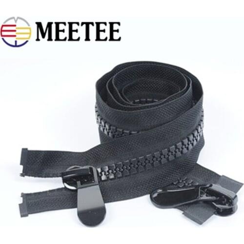 8# 15# Meetee 70-400cm Resin Zippers Double Open-End Large Zipper Two-way for Long Down Jacket Tent Zips Sewing Accessories