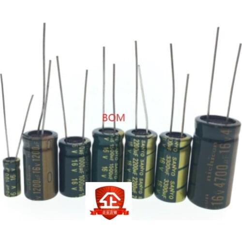 10pcs 16V Aluminum Electrolytic Capacitor 10UF 22UF 33UF 47UF 100UF 220UF 470UF 680UF 1000UF 2200UF 3300UF 4700UF 6800UF 22000UF