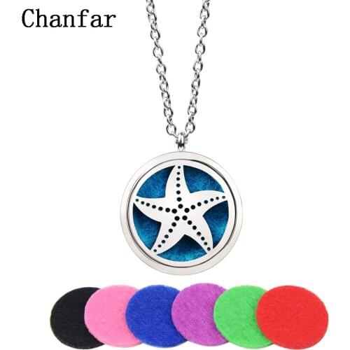 Chanfar Stainless Steel Aromatherapy Diffuser Necklace Pendant Choker Essential Oil Perfume Locket Necklace With Pads Women Men