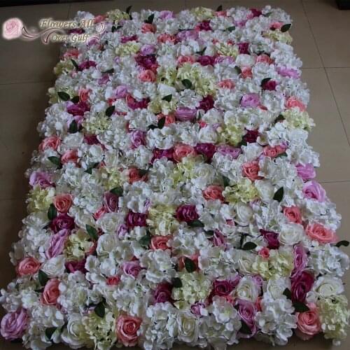 Flower all over gulf artificial flower wall for backdrop wedding decoration rose and hydrangeas EMS shipping 10 pcs / lot