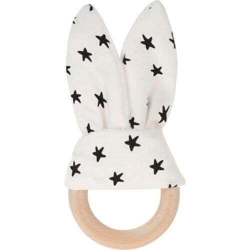 Baby Teether Beech Wooden Ring Teething Rattles Chew Play Gym Montessori Toy Dropship