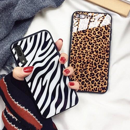 For OPPO A52 A72 A92 A92S A81 A91 A41 A1K Case Luxury Zebra Leopard Hard Tempered Glass back silicone Cover For OPPO A52 Casing