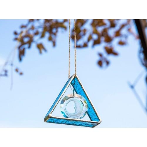 H&D Metal Glass Tripod Suncatcher Pendant Ornament With Crystal Moon Shape Prisms Rainbow Maker For Window Decor Gifts