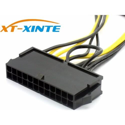 XT-XINNTE 24Pin to to Dual 6 Pin PCI-E Graphics Card Power Cable With Boot Graphics Adapter Cable Wire 18AWG 30cm