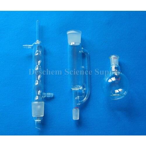 150ml,Lab Glass Soxhlet Extractor,Body,Allihn Condenser,150ml Flat Bottom Flask