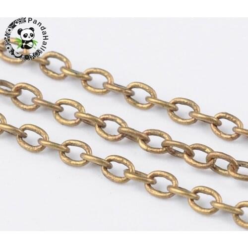 92m Brass Cross Chains Cable Chains Jewelry Findings for DIY Golden Silver Color Antique Bronze,about 2x1.5x0.5mm